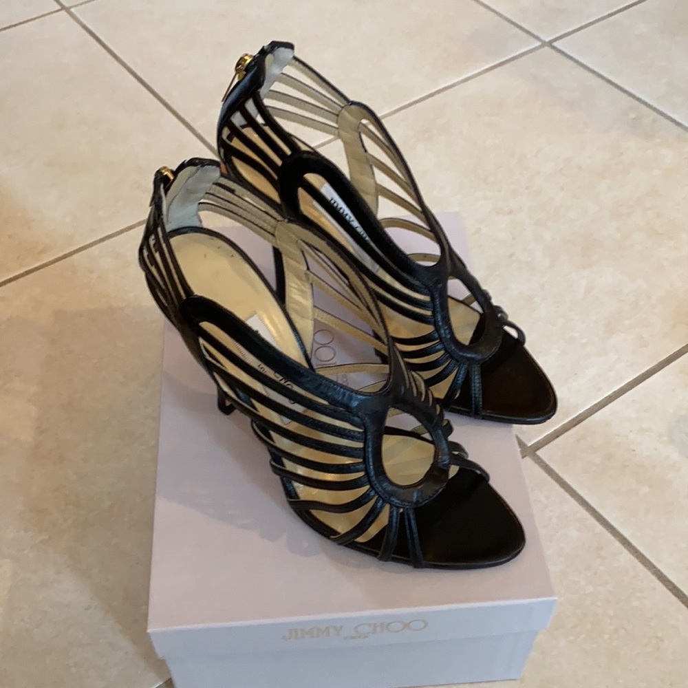 Jimmy Choo Black Leather Samoa stiletto